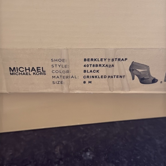 Michael Kors Black Crinkled Patent Berkley Strap Heels with Zipper Detail - Picture 10 of 11